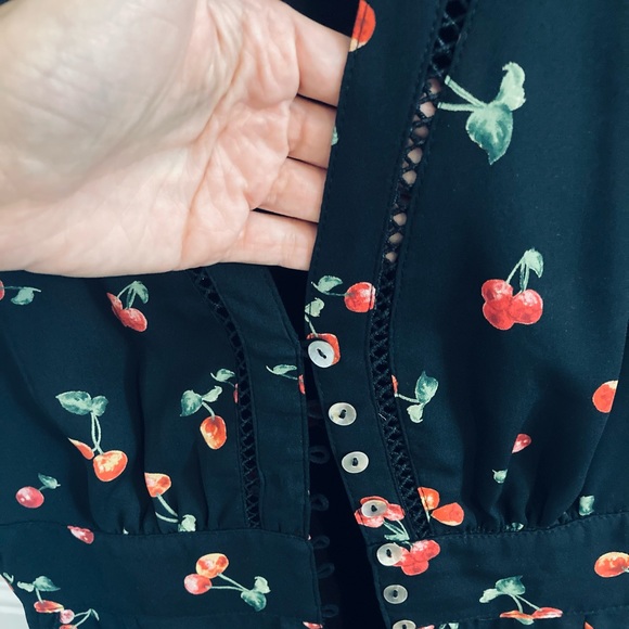 Retro Cherry Print Front Button Dress - Picture 13 of 16